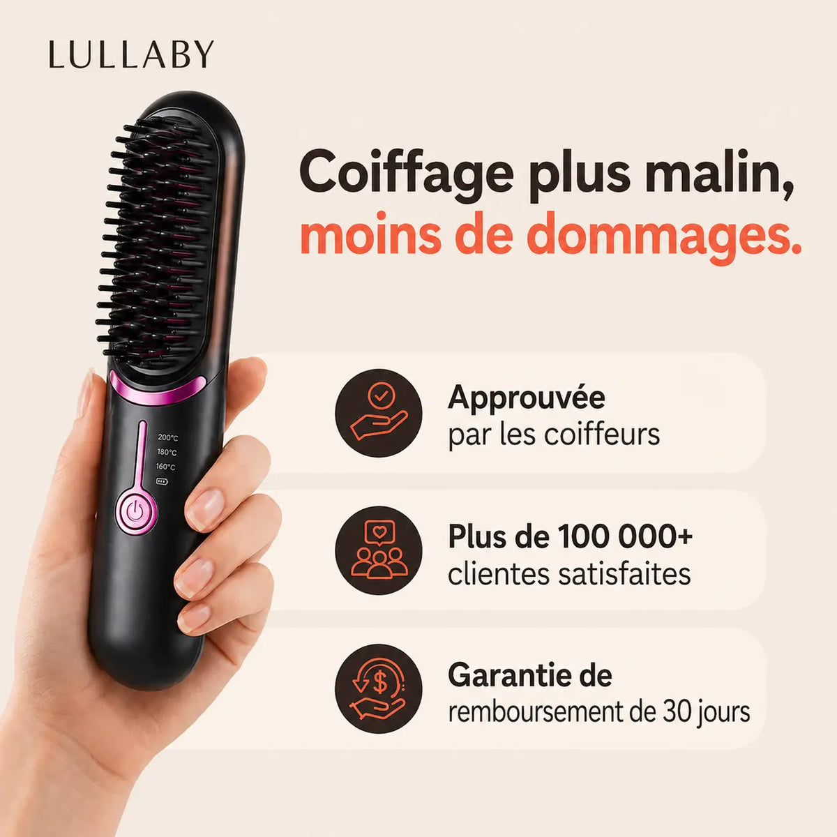 Lullaby AirBrush Pro™ – Brosse Lissante Sans Fil