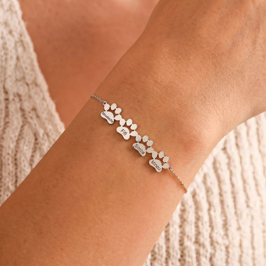 Le Bracelet Patte d'Amour - Gravé à son prénom