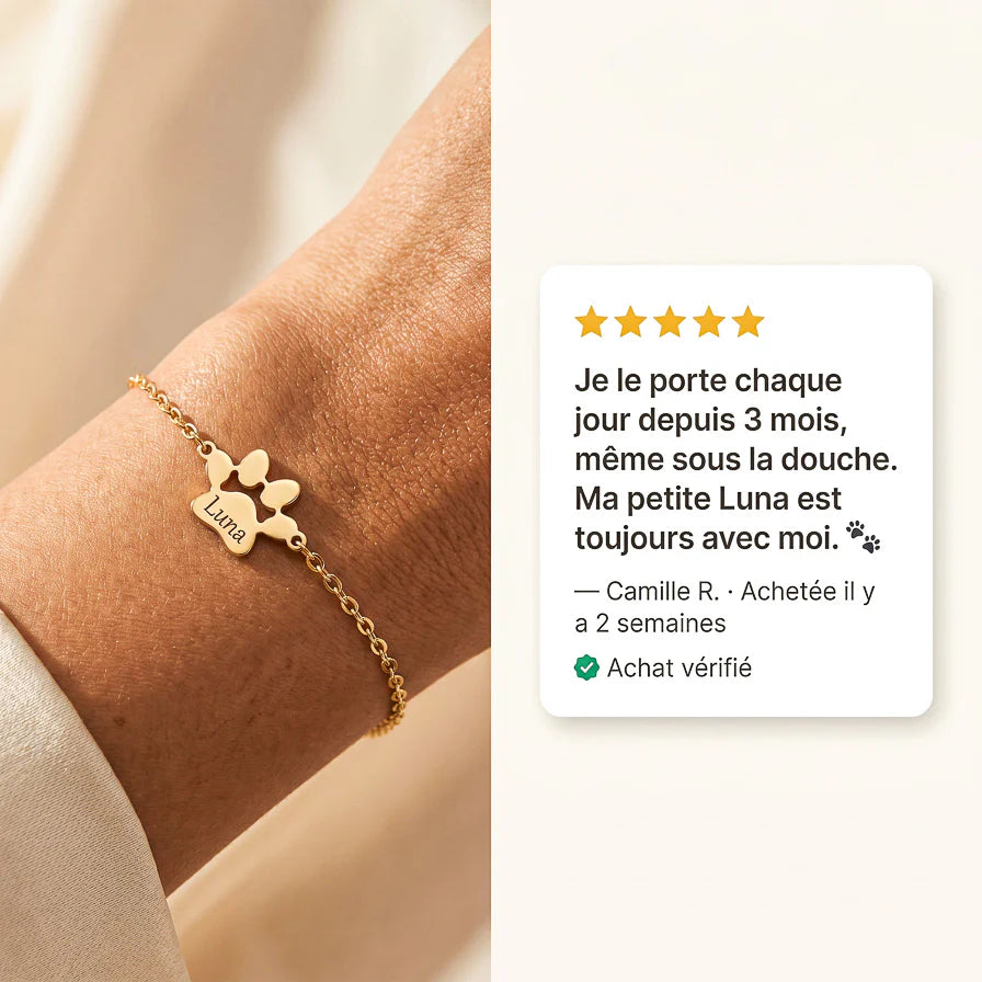Le Bracelet Patte d'Amour - Gravé à son prénom