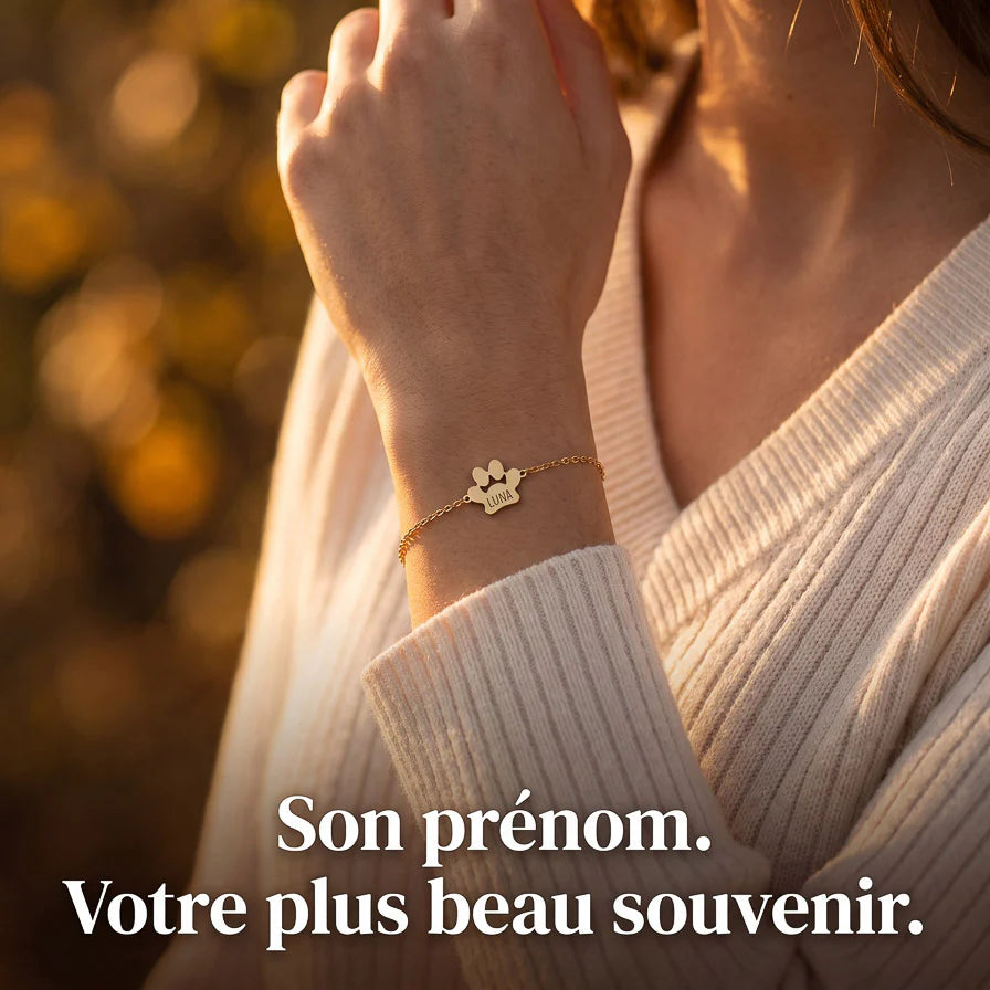 Le Bracelet Patte d'Amour - Gravé à son prénom